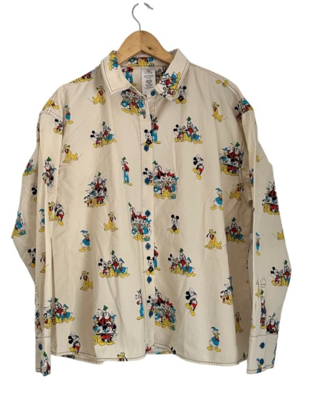 Disney Parks Mickey & Friends Print Long Sleeve Button Up Shirt Shacket NEW - Picture 1 of 8